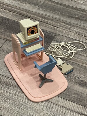 Vintage 1997 Mattel Talk To Me Barbie Doll Computer Desk & Chair Furniture