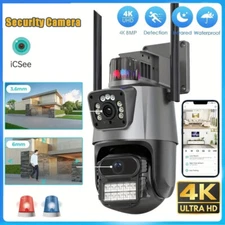 8MP 4K Wifi Security Camera Dual Lens 1-8X Zoom Outdoor PTZ IP Night Vision Cam#
