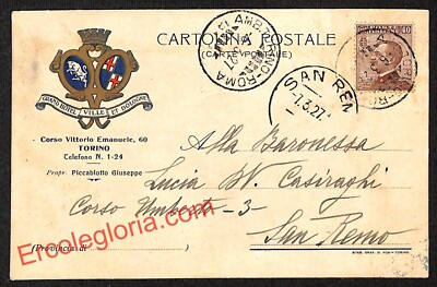ai8766 - POSTAL HISTORY - Turin City - Grand Hotel Ville et Bologna