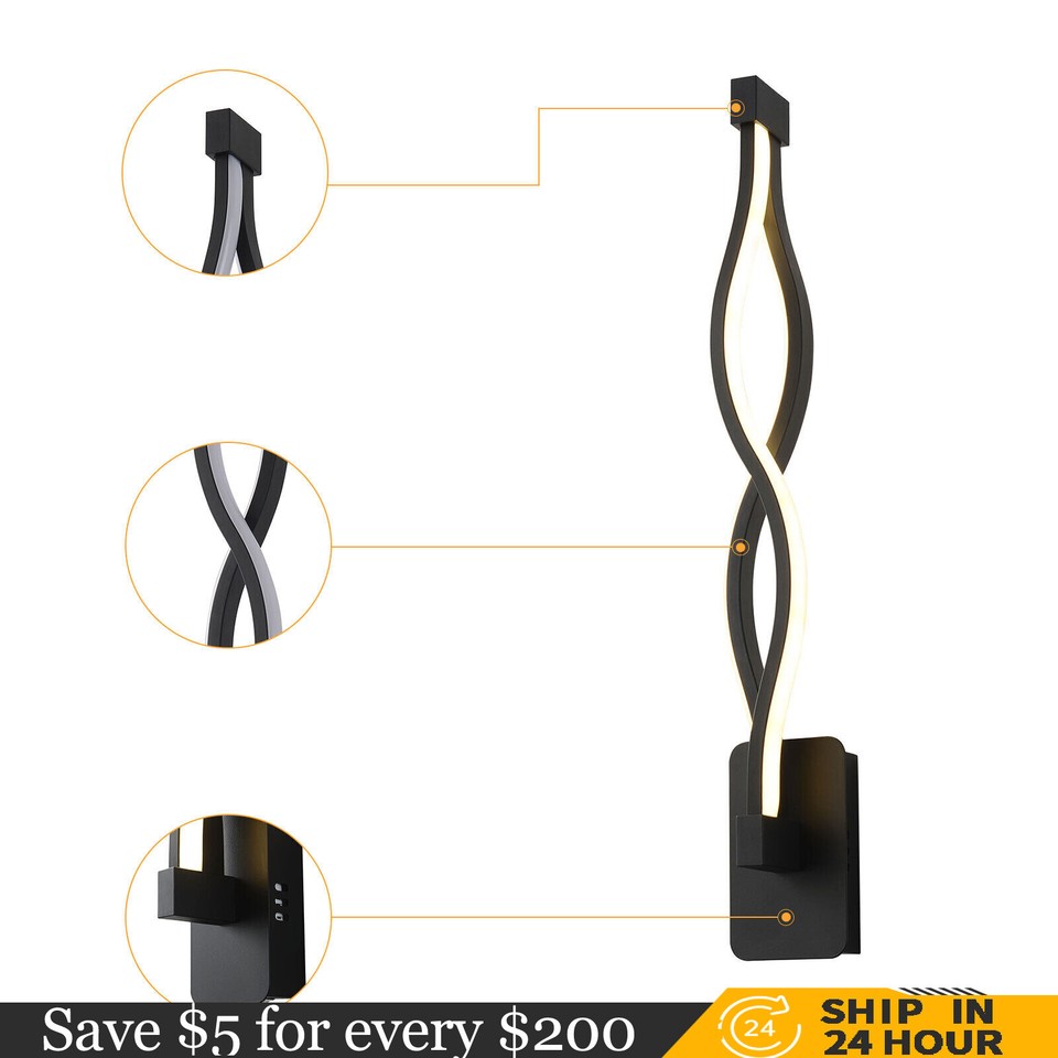 Wavy WallMounted LED Wall Light Dimmable w/Heatsink Hole Sconce