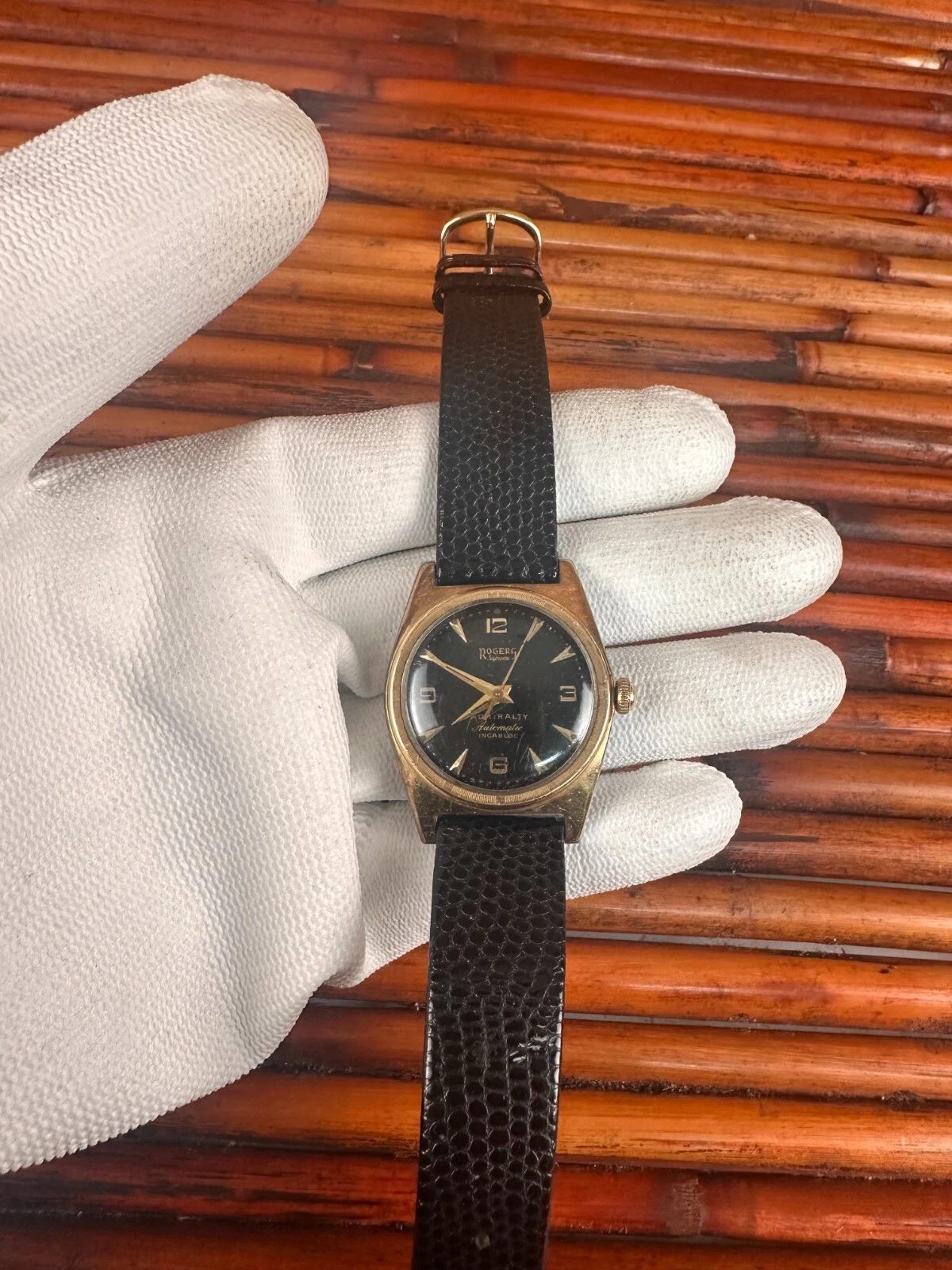Montre ROGERS SUPREME ADMIRAL Swiss automatique or 14 carats sur acier inoxydable