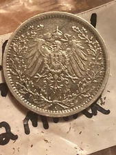 GERMANY 1/2 MARK 1917 A SILVER COIN