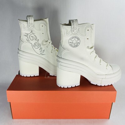 New! Women 6 Converse A10335C Chuck 70 De Luxe Heel Hi Platform  Vintage White 