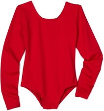 Danskin Long-Sleeve Red Nylon Leotard Girls' Med 8-10 NWT