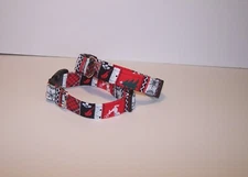 Wet Nose Designs Festive Cardinals & Plaid Dog Collar Christmas Red Black Tree