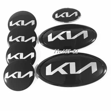 SET Chrome KN Front Rear Steering Wheel Badge Sticker For OPTIMA RIO K3 K5 FORTE