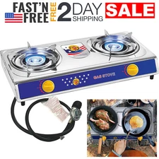 Double 25,000 BTU Stove Propane 2 Burner Gas Outdoor Portable Camping Camp Grill
