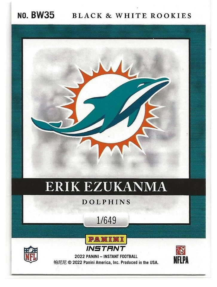 2022 Panini Instant Erik Ezukanma Black & White Limited Print Rookie Card /649 - Image 2 of 2