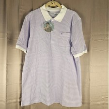 NWT Criquet Mens Lilac Purple White Striped Short Sleeve Polo Golf Shirt Large