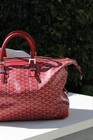 Goyard Red Geometric Duffle Bag with Top Handle & Luggage Tag — photo 2