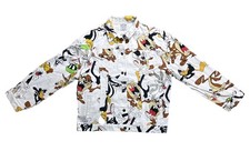 Vintage Looney Tunes Denim Jacket Size Large- White w/ Looney Tunes Characters