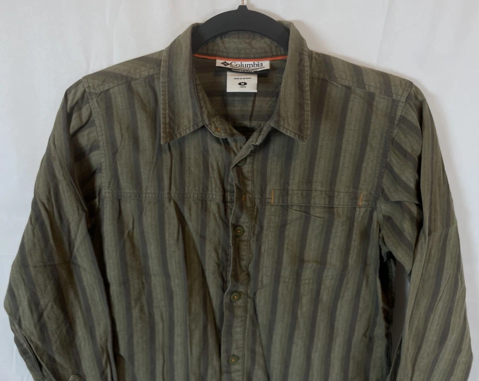 Camisa de campamento Columbia para jóvenes niños manga larga a rayas verde talla M aire libre PFG Foto 4 de 4