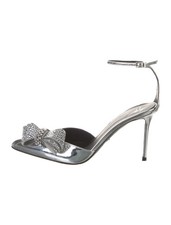 GIUSEPPE ZANOTTI Mahrtina Silver Patent D'Orsay Pumps SZ 8 IT 37.5 Very Good Box