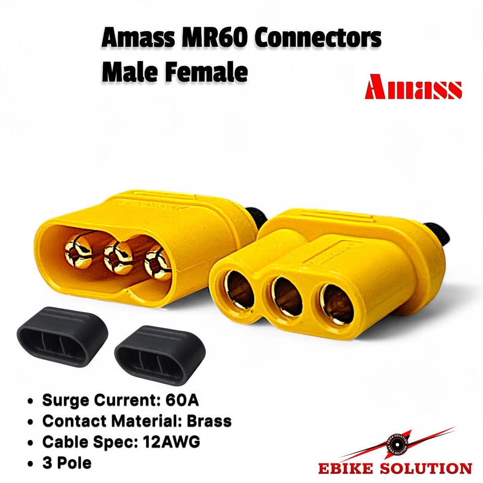 EBIKE SOLUTION MR60 3 Pole Pair Male Female Gold Plated Connector Cap 60A Amass RC ESC