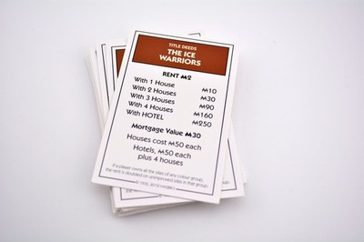 Monopoly Doctor Who 50th Anniversary game part pieces - property deeds