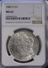 1885 O US Morgan Silver Dollar $1 NGC MS62