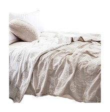 MEJU Fish Gray Muslin Lightweight Summer Blanket for Bed Sofa Couch... Fast Ship
