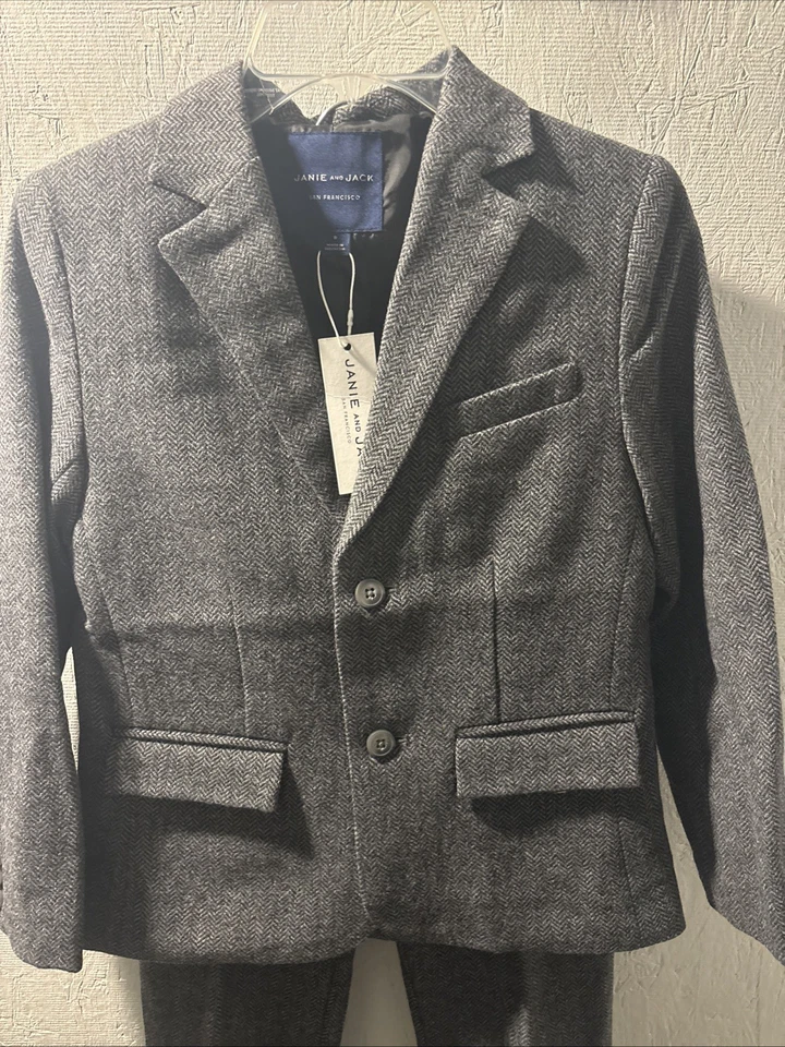 Traje Janie & Jack Gris Espiga Niño 2 Piezas Talla 8 Nuevo Con Etiquetas Foto 2 de 4