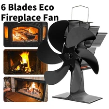 New 6-Blade Stove Fireplace Fan Eco Heat Powered for Wood /Log Burner Household