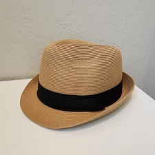 Zylioo Trilby Straw Fedora Hat With Roll up Brim Over Sized Cap