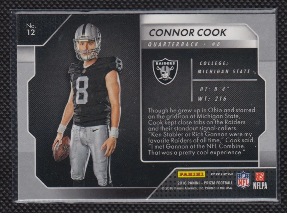 2016 Panini Prizm Rookie Introductions Connor Cook Oakland Raiders #12 - Image 2 of 2