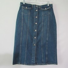 Gap Denim Midi Skirt Medium Blue wash Y2K Gored Straight Size 30 Regular Button