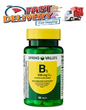 Spring Valley Vitamin B1 Tablets Dietary Supplement, 250 mg, 100 Count