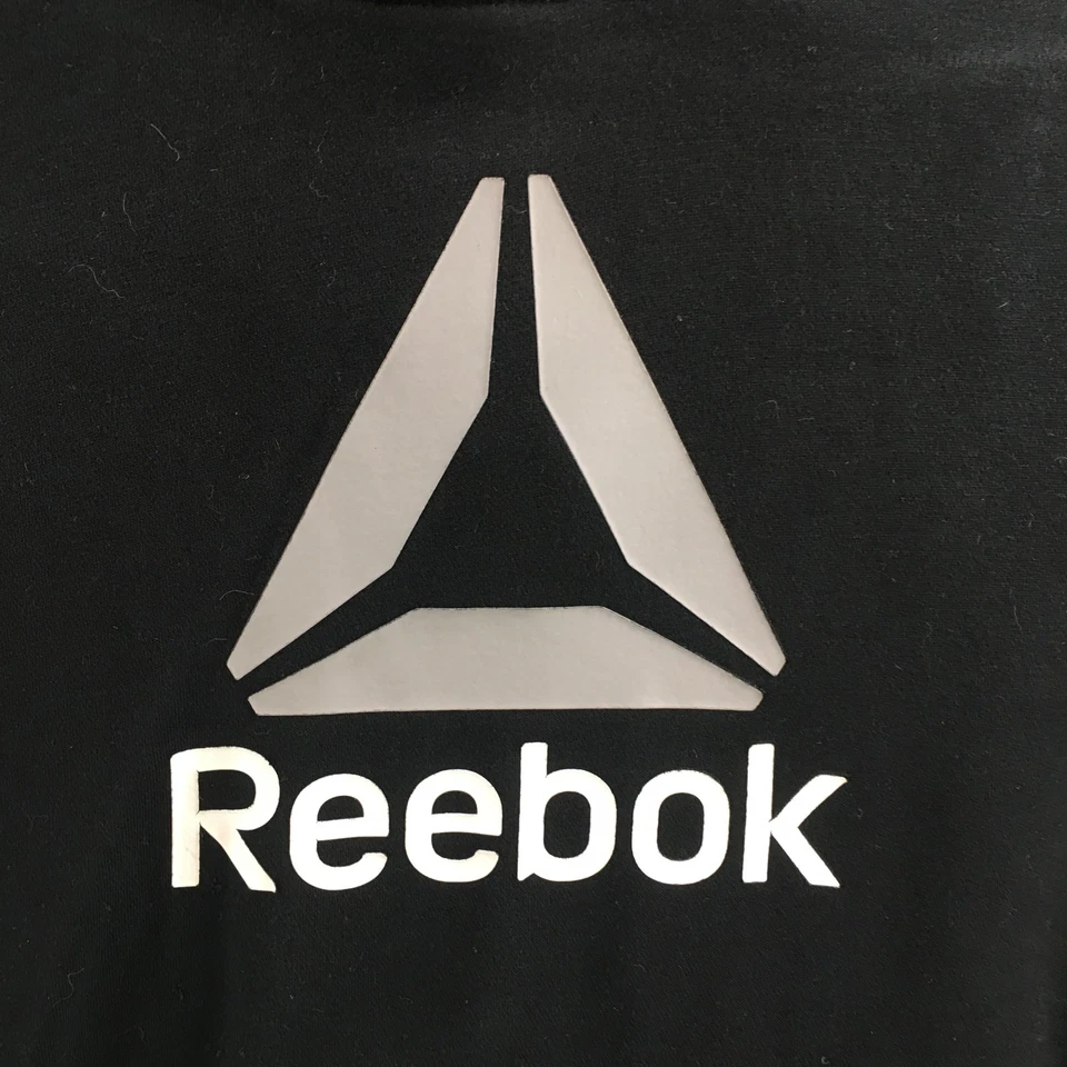 Reebok Hoodie & Sweatshirt Mens M Black Cotton Blend Long Sleeve Pullover Hooded - Image 4 of 4