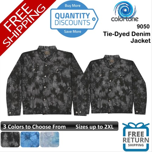 🔥 Colortone Men Tie-Dyed Denim Jacket Button Chest pockets Up To 2XL 9050 - Picture 1 of 4