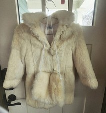 Vintage Saks Fifth Ave Childs Rabbit Fur Coat Made In Spain Size 6 With Hand...
