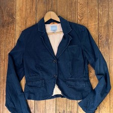 Lucky Brand women  s vintage 90s blazer jacket cropped cotton navy blue size med