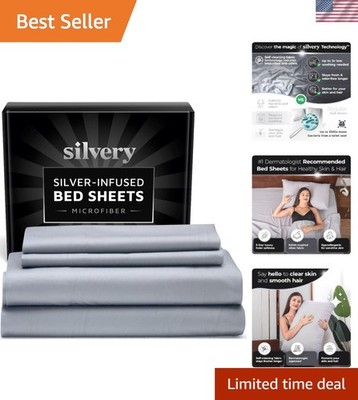 Silver Infused Bed Sheets Set Queen Ultra-Soft Temperature-Regulating Hygienic