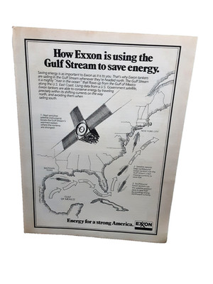 1979 Exxon Oil Company Print Ad Using Gulf Stream Save Energy Vintage