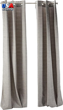 Grasscloth Room Darkening Window Curtain Pair / 2 Pieces Panels