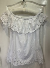 Peacocks Women's Summer Top Size 12 White Off Shoulder Broderie Anglias
