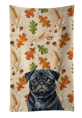 Caroline's Treasures Black Pug Heirloom Fall Kitchen Towel WDK7981KTWL