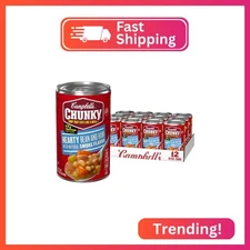 Campbell’s Chunky Soup, Hearty Bean Soup With Ham, 19 Ounce Can (Case Of 12)