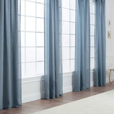 Chanasya 2-Panel Faux Belgian Flax Textured Semi Sheer Curtains - for Windows