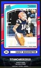 Casey Washington 2024 Donruss Blue Press Proof Rated Rookie Atlanta Falcons