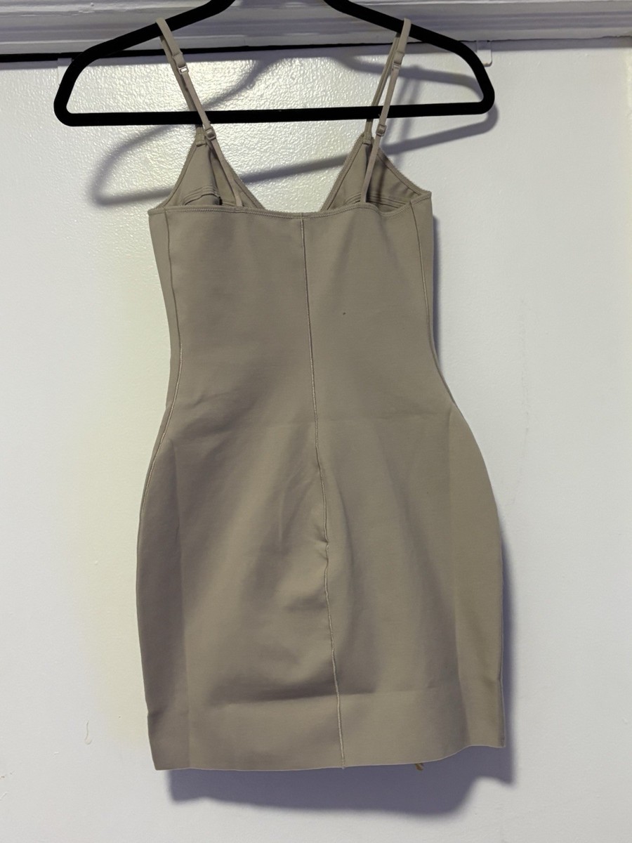 Skims Mini Dress | Linen | Medium Neutral | Cotton Shapewear | L | Women's