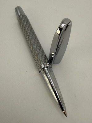 Rebecca Moss NY Radiance 1 Topaz Silver Carbon Fiber Luxury Rollerball Ink Pen