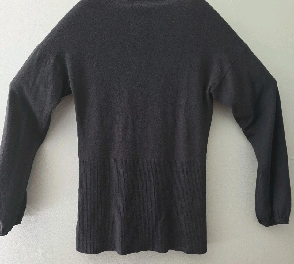 Michael Kors MK Black 5 Snap Ribbed Bottom V Front Cardigan Size S/P — 第 2/4 张图片