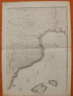 BALEARIC CATALONIA NORTHEASTERN SPAIN 1790 SCHRAEMBL HUGE UNUSUAL ANTIQUE MAP