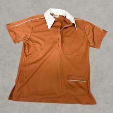 Vintage King Louie Bowling Shirt Mens 36 Brown Chain Stitch 70s Video City Polo