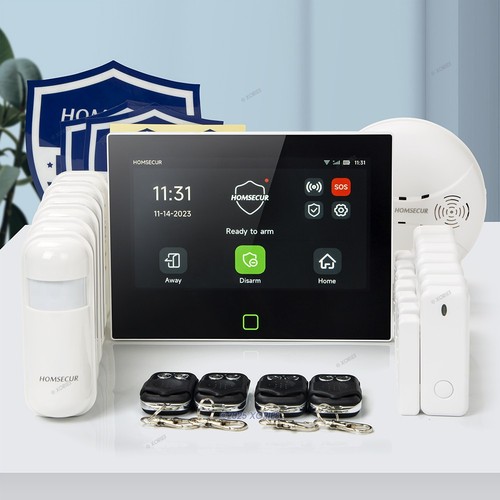 HOMSECUR Wireless WIFI 4G GSM Burglar Intruder 7" Alarm System+6*PIR ...