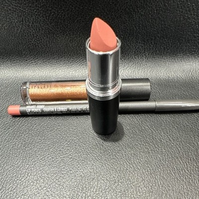 MAC set  For Teddy Lip Trio Lipstick Lip Gloss Lip Liner Velvet Teddy Oh Baby