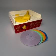 1971 Fisher Price”Music Box Kids Record Player + 5 Original Records Vintage.