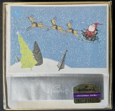 Hallmark Christmas Cards Envelopes Boxed 18 Santa Reindeers Glitter 28 Total