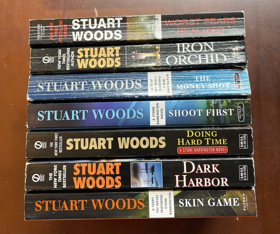 Lot of 7 Stuart Woods Book Detective Stone Barrington Paperback Tall Paperbacks Foto 2 de 2