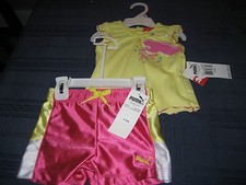 GIRLS PUMA T SHIRT AND SHORT SET SIZE 6/9 MONTH MSRP 38 NWT